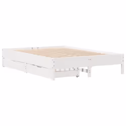vidaXL Bed Frame Bed Base Mattress Foundation White 120x200 cm Solid Wood Pine - 120 x 200 cm - Additional view 2