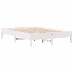 vidaXL Bed Frame Bed Base Mattress Foundation White 120x200 cm Solid Wood Pine - 120 x 200 cm - Additional view 4