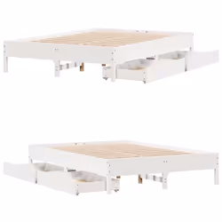 vidaXL Bed Frame Bed Base Mattress Foundation White 120x200 cm Solid Wood Pine - 120 x 200 cm - Additional view 8