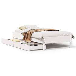 vidaXL Bed Frame Bed Base Mattress Foundation White 120x200 cm Solid Wood Pine - 100 x 200 cm