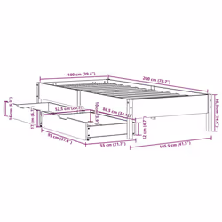 vidaXL Bed Frame Bed Base Mattress Foundation White 120x200 cm Solid Wood Pine - 100 x 200 cm - Additional view 10