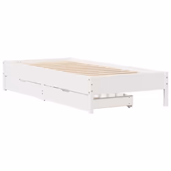 vidaXL Bed Frame Bed Base Mattress Foundation White 120x200 cm Solid Wood Pine - 100 x 200 cm - Additional view 2