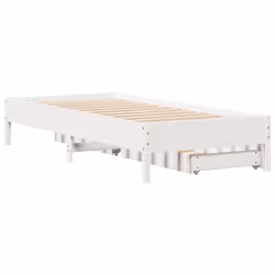 vidaXL Bed Frame Bed Base Mattress Foundation White 120x200 cm Solid Wood Pine - 100 x 200 cm - Additional view 7