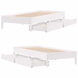 vidaXL Bed Frame Bed Base Mattress Foundation White 120x200 cm Solid Wood Pine - 100 x 200 cm - Additional view 8