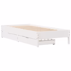 vidaXL Bed Frame Bed Base Mattress Foundation White 120x200 cm Solid Wood Pine - 90 x 200 cm - Additional view 2