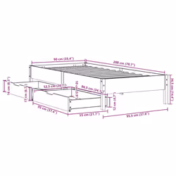 vidaXL Bed Frame Bed Base Mattress Foundation White 120x200 cm Solid Wood Pine - 90 x 200 cm - Additional view 3