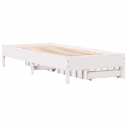 vidaXL Bed Frame Bed Base Mattress Foundation White 120x200 cm Solid Wood Pine - 90 x 200 cm - Additional view 7