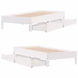 vidaXL Bed Frame Bed Base Mattress Foundation White 120x200 cm Solid Wood Pine - 90 x 200 cm - Additional view 8