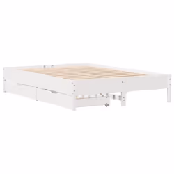 vidaXL Bed Frame Bed Base Mattress Foundation White 120x200 cm Solid Wood Pine - 140 x 190 cm - Additional view 2