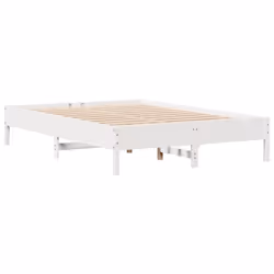 vidaXL Bed Frame Bed Base Mattress Foundation White 120x200 cm Solid Wood Pine - 140 x 190 cm - Additional view 4