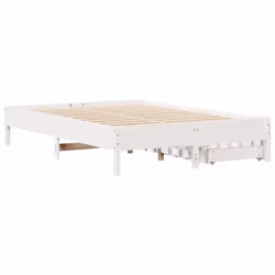 vidaXL Bed Frame Bed Base Mattress Foundation White 120x200 cm Solid Wood Pine - 140 x 190 cm - Additional view 7