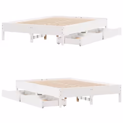 vidaXL Bed Frame Bed Base Mattress Foundation White 120x200 cm Solid Wood Pine - 140 x 190 cm - Additional view 8