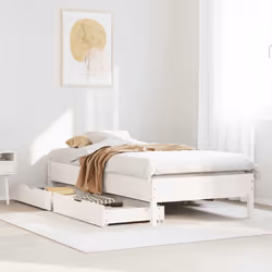 vidaXL Bed Frame Home Bed Base Bedstead White 90x190 cm Single Solid Wood Pine
