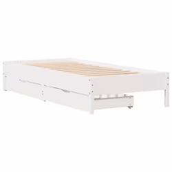 vidaXL Bed Frame Home Bed Base White 75x190 cm Small Single Solid Wood Pine