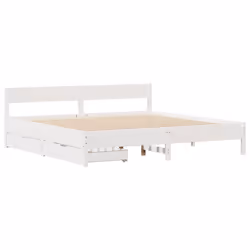 vidaXL Bed Frame with Headboard Wax Solid Wood Pine - white, 200 x 200 cm