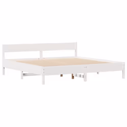 vidaXL Bed Frame with Headboard Wax Solid Wood Pine - white, 200 x 200 cm - Additional view 4