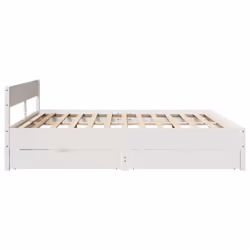 vidaXL Bed Frame with Headboard Wax Solid Wood Pine - white, 200 x 200 cm - Additional view 6