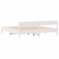 vidaXL Bed Frame with Headboard Wax Solid Wood Pine - white, 200 x 200 cm - Additional view 7