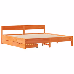 vidaXL Bed Frame with Headboard Wax Solid Wood Pine - wax brown, 200 x 200 cm - Additional view 2