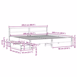 vidaXL Bed Frame with Headboard Wax Solid Wood Pine - wax brown, 200 x 200 cm - Additional view 3
