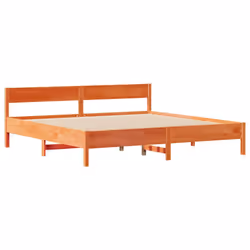 vidaXL Bed Frame with Headboard Wax Solid Wood Pine - wax brown, 200 x 200 cm - Additional view 4