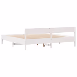 vidaXL Bed Frame with Headboard Wax Solid Wood Pine - white, 180 x 200 cm - Additional view 7