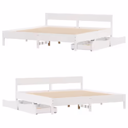 vidaXL Bed Frame with Headboard Wax Solid Wood Pine - white, 180 x 200 cm - Additional view 8