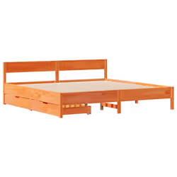 vidaXL Bed Frame with Headboard Wax Solid Wood Pine - wax brown, 180 x 200 cm - Additional view 2