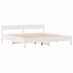 vidaXL Bed Frame with Headboard Wax Solid Wood Pine - white, 160 x 200 cm - Additional view 4
