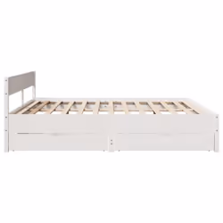 vidaXL Bed Frame with Headboard Wax Solid Wood Pine - white, 160 x 200 cm - Additional view 6