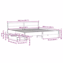 vidaXL Bed Frame with Headboard Wax Solid Wood Pine - wax brown, 160 x 200 cm - Additional view 3
