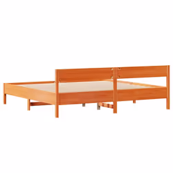 vidaXL Bed Frame with Headboard Wax Solid Wood Pine - wax brown, 160 x 200 cm - Additional view 7