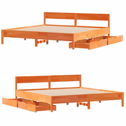 vidaXL Bed Frame with Headboard Wax Solid Wood Pine - wax brown, 160 x 200 cm - Additional view 8