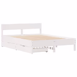 vidaXL Bed Frame with Headboard Wax Solid Wood Pine - white, 150 x 200 cm