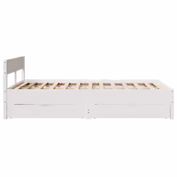 vidaXL Bed Frame with Headboard Wax Solid Wood Pine - white, 150 x 200 cm - Additional view 6