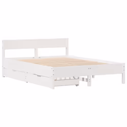 vidaXL Bed Frame with Headboard Wax Solid Wood Pine - white, 140 x 200 cm - Additional view 2