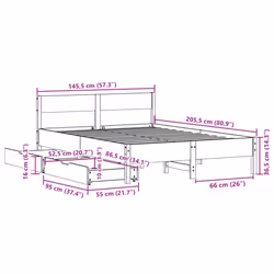 vidaXL Bed Frame with Headboard Wax Solid Wood Pine - white, 140 x 200 cm - Additional view 3