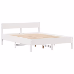 vidaXL Bed Frame with Headboard Wax Solid Wood Pine - white, 140 x 200 cm - Additional view 4