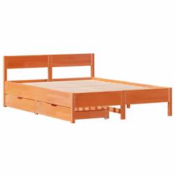 vidaXL Bed Frame with Headboard Wax Solid Wood Pine - wax brown, 140 x 200 cm - Additional view 2