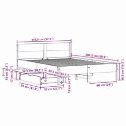 vidaXL Bed Frame with Headboard Wax Solid Wood Pine - wax brown, 140 x 200 cm - Additional view 3
