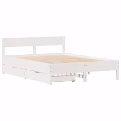 vidaXL Bed Frame with Headboard Wax Solid Wood Pine - white, 120 x 200 cm