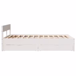 vidaXL Bed Frame with Headboard Wax Solid Wood Pine - white, 120 x 200 cm - Additional view 6