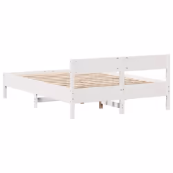vidaXL Bed Frame with Headboard Wax Solid Wood Pine - white, 120 x 200 cm - Additional view 7