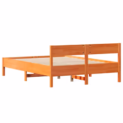 vidaXL Bed Frame with Headboard Wax Solid Wood Pine - wax brown, 120 x 200 cm - Additional view 7