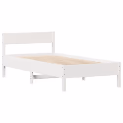vidaXL Bed Frame with Headboard Wax Solid Wood Pine - white, 100 x 200 cm - Additional view 4