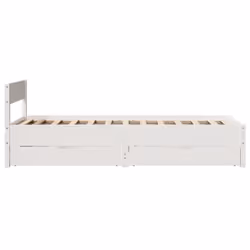 vidaXL Bed Frame with Headboard Wax Solid Wood Pine - white, 100 x 200 cm - Additional view 6