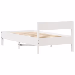 vidaXL Bed Frame with Headboard Wax Solid Wood Pine - white, 90 x 200 cm - Additional view 7