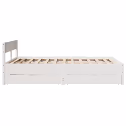 vidaXL Bed Frame with Headboard Wax Solid Wood Pine - white, 140 x 190 cm - Additional view 6