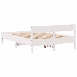 vidaXL Bed Frame with Headboard Wax Solid Wood Pine - white, 140 x 190 cm - Additional view 7