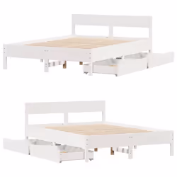 vidaXL Bed Frame with Headboard Wax Solid Wood Pine - white, 140 x 190 cm - Additional view 8